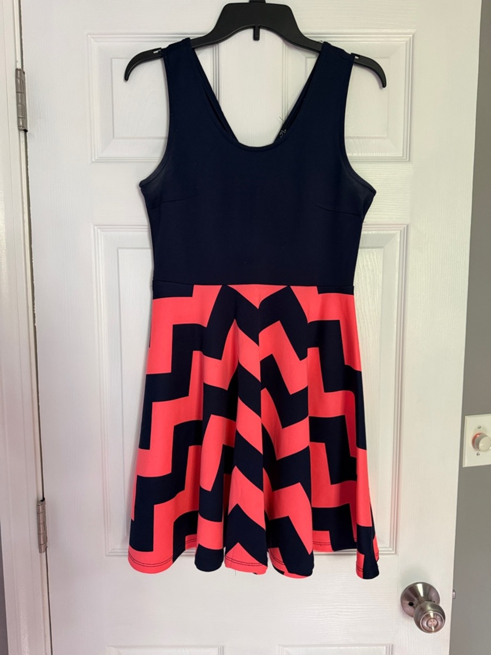 Rue21 Navy & Coral Chevron Fit-and-Flare Casual Dress